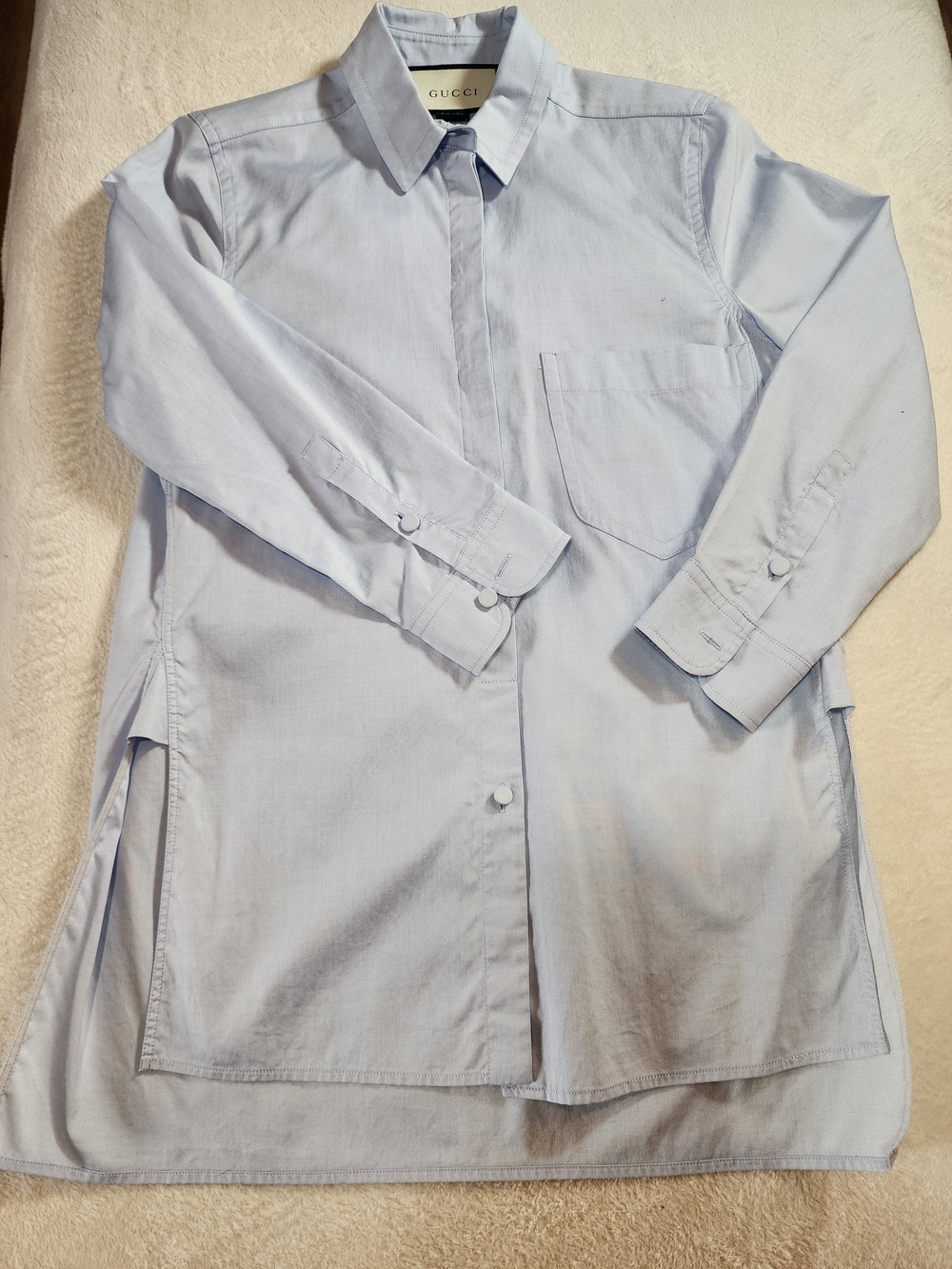 Gucci Pale Blue Long Button-Up Shirt/Tunic
